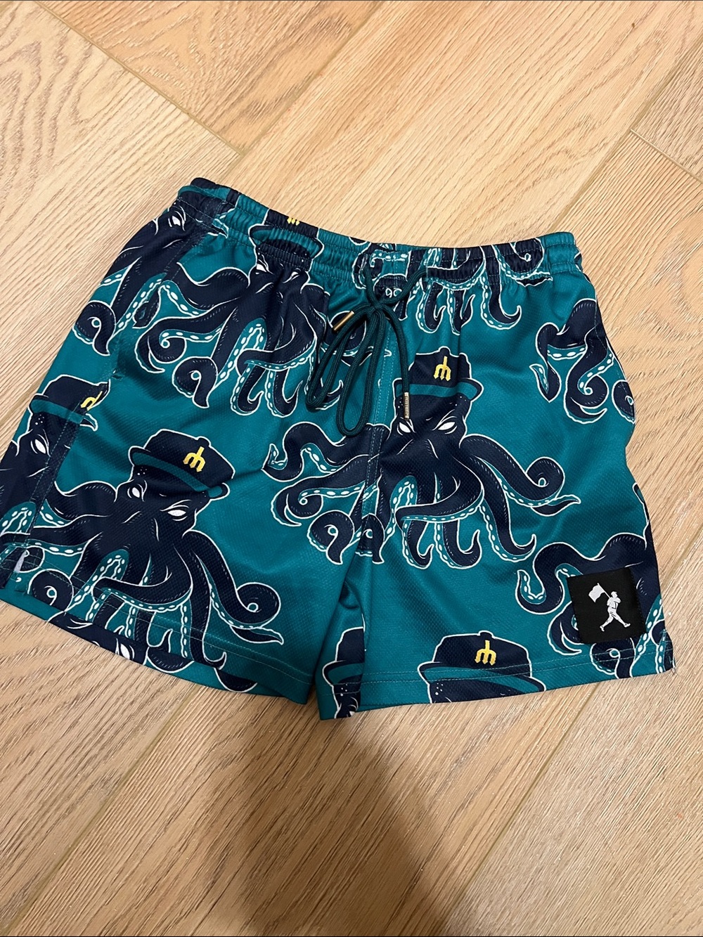 Baseballism Cooperstown Teal Octopus Print Shorts